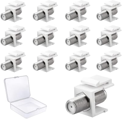 Keystone F-connector - TV SAT-kabel - Patchpaneel aansluiting - Vernikkeld contact - 30 x 21 x 17 mm - Wit