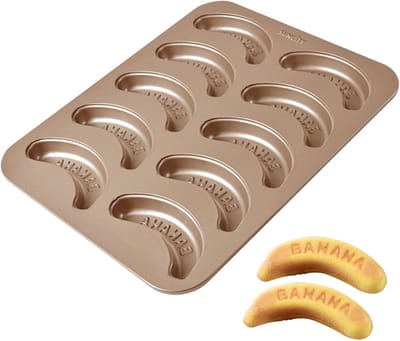 Bakvorm Bananen - Fruitvorm bakvorm - Creatief bakken - Antiaanbaklaag - 10 holtes - Zwart