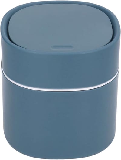 Keenso Mini Desktop Trash Can Lightweight Portable Small Trash Can for Countertop Coffee Table Living Room Bedroom (Blue)