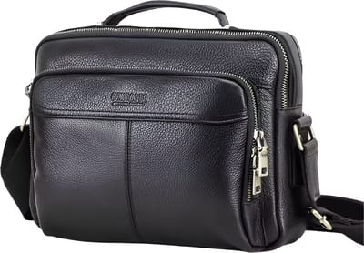 WoYoW® - Leren Heren Schoudertas - Vintage - Grote Capaciteit Handtassen - Koerierstas - Zwart
