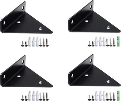 Set van 4 Driehoekige Wandplanken Steunen voor Drijvende Houten Planken - Zwart, Ideaal voor Opberging en Decoratie
