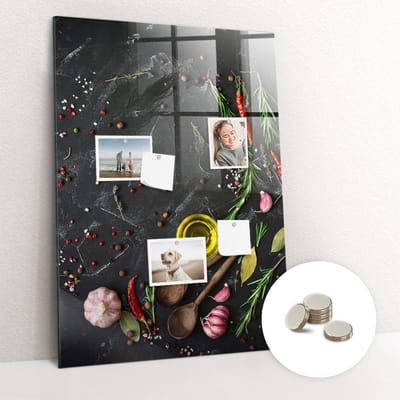 Tulup Glassboards - Kruidensamenstelling Magneetbord - 70 cm x 100 cm - Veelkleurig Magnetisch Bord Kind - Gratis 5 Sterke Magneten - Decoratief Magnetisch Bord - Magnetisch Wandbord - Magneetbord Rechthoekig - Productiviteit Tools - Magnet Board