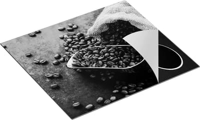 Chefcare Inductie Beschermer Zak Koffiebonen - Zwart Wit - 60x50 cm - Afdekplaat Inductie - Kookplaat Beschermer - Inductie Mat