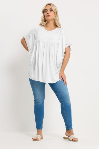 Yours Wit Geborduurde Blouse Size 42