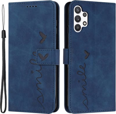 Coverup Hoesje - Geschikt voor Samsung Galaxy A32 5G Hoesje - Coverup Smile Book Case - Blauw