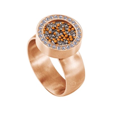 Quiges RVS Schroefsysteem Ring met Zirkonia Rosékleurig Mat 16mm met Verwisselbare Zirkonia Transparant Goudkleurig 12mm Mini Munt