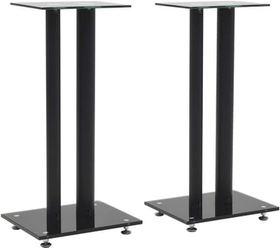 Speakerstandaard Zuil-ontwerp Gehard Glas Zwart - Perfect voor Vrijstaande Geluidssystemen