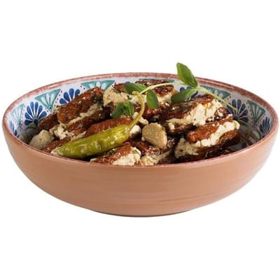 GGM Gastro (6 Stück) Schale - ARABESQUE - Melamin - 1,1 Liter - Ø 205mm - Terrakotta/Blau