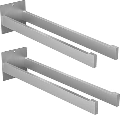 Auralum max Handdoekrek - Handdoekrek badkamer - Handdoekhouder - 2-armig - Hangend - 2 stuks - Zilver