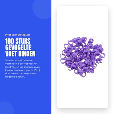 Solidchoice- Gevogelte Ringen 100 Stuks - Identificatie Ringen - Voet Ringen - Clip Ringen - Gezondheidsbenodigdheden - Plastic Ringen - Identificatieringen