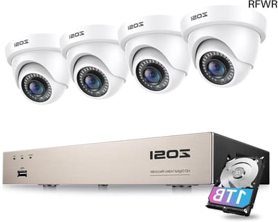 RFWR® Complete 8-Kanaals Full HD Video Bewakingssysteem met 1TB Harde Schijf en 4 x 2MP Dome Camera's