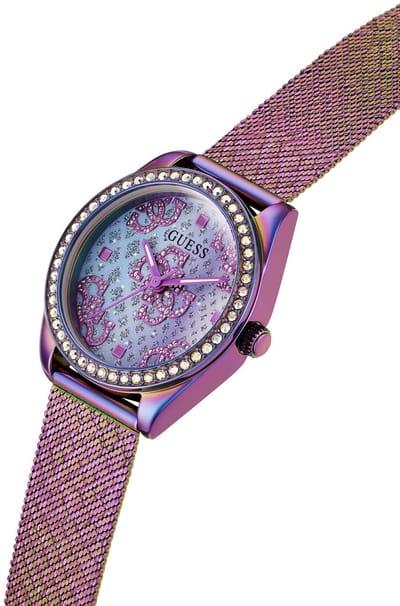 Guess Boa Kwarts Analoog Horloge Paars Kast Gemaakt Van 100% Roestvrij Staal En Een Armband Van 100% Roestvrij Staal 32 GW0748L1, GW0748L2, GW0748L3
