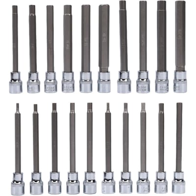20-delige 3/8 inch aandrijving Extra lange Zeskant Bit Dop Set Metrisch 3-12mm SAE 1/8-7/16 Inch Zeskant Dop Set voor Machines