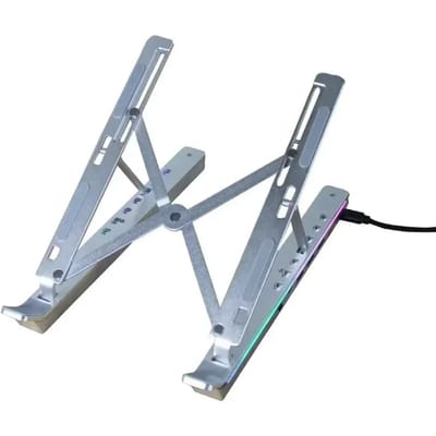 Support d'ordinateur portable Support portable Alliage d'aluminium Pour Macbook Pliant Réglable Support pour Ordinateur PC Tablette Support Dissipation de la Chaleur argenté