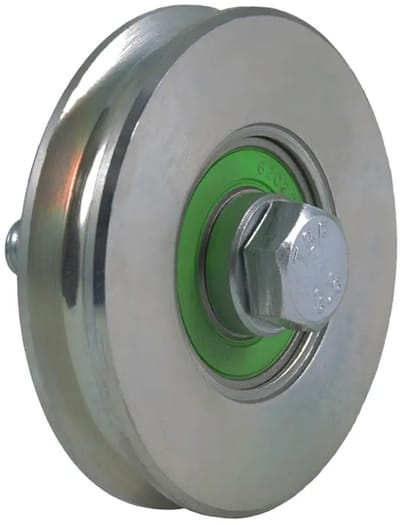 Rond groefwiel van 80 mm met een groef van 8 mm voor kabels