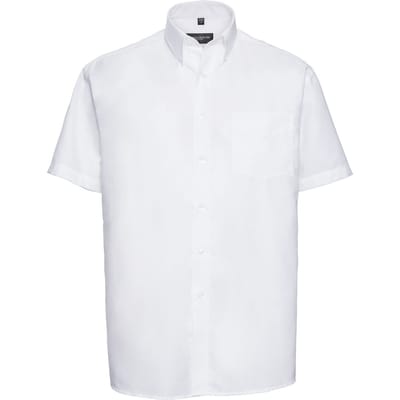 Russell Collection Heren Oxford Easy-Care overhemd met korte mouwen (Wit)