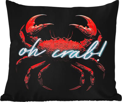 Tuinkussen - Krab - Rood - Neon - Quote - 40x40 cm - Weerbestendig