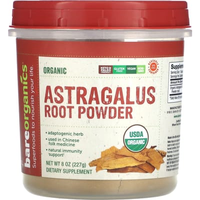 BareOrganics, Poudre de racine d'astragale biologique, 8 oz (227g)