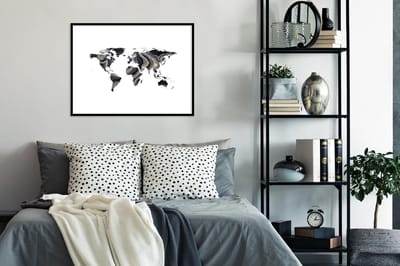 Poster in lijst - Fotolijst 80x60 cm - Posters - Wereldkaart - Goud - Lijn - Posterlijst zwart - Decoratie - Wanddecoratie woonkamer - Muurdecoratie slaapkamer
