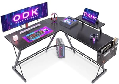 L-vormig Gaming Bureau met Monitorstandaard voor Gamers - Zwart 127 x 127 cm