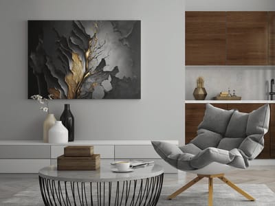 Canvas Schilderij - Abstract Zwart - Wall Art - Schilderijen print op canvas - 60x40x2 cm
