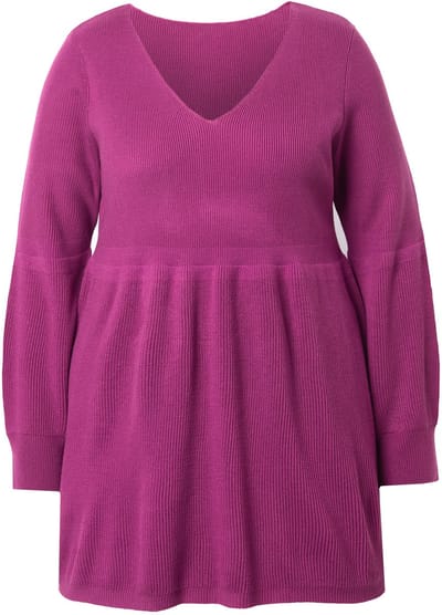 MIAMODA - Dames - Trui kasjmier touch breed schootje - Donkermauve - Maat 42+