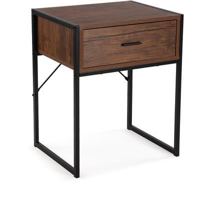 Bijzettafel Hout - Nalua Tafel - Decoratie Plaatsen - Scandinavisch Design - 60 x 48 x 40 cm - Donkerbruin Zwart