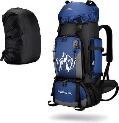 CarryQuest® 90L Outdoor Rugzak - Waterdichte Backpack voor Hiking, Camping & Backpacken - Blauw
