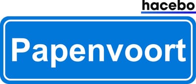 Hacebo - Plaatsnaam Sticker - 29x10 CM - Papenvoort sticker - Verkeersborden sticker - grappige cadeaus - Papenvoort