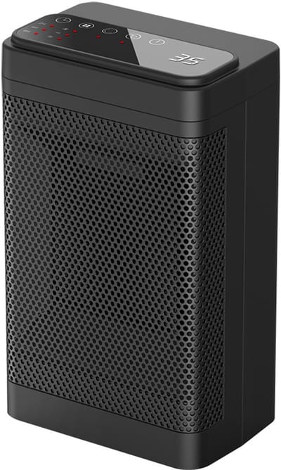 Draagbare binnenverwarmer met thermostaat, 1500W PTC keramische elektrische verwarmer voor slaapkamer, kantoorveiligheidsverwarmer, 12-uurs timer