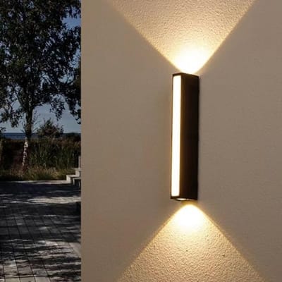 Haobosic - LED-buitenwandlamp, waterdicht IP65, 19W, 36 cm, 3000K, zwart, warm licht, voor tuin, terras, veranda en woonkamer