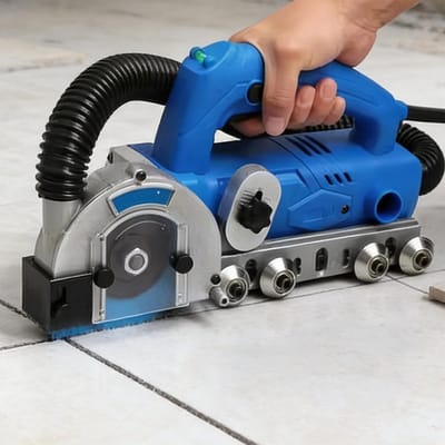 Voegenverwijderaar - Tegelreiniger - Voegen Reinigen - Zelfzuigend Apparaat - 100 mm Bladdiameter - Grijs