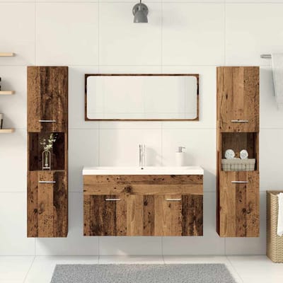 vidaXL - 5-delige - Badkamermeubelset - bewerkt - hout - oud - houtkleurig