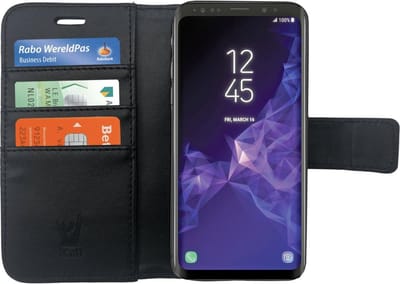 Hoesje geschikt voor Samsung Galaxy S9 - Book Case Kunstleer Wallet Cover Portemonnee Pasjeshouder Hoes Zwart
