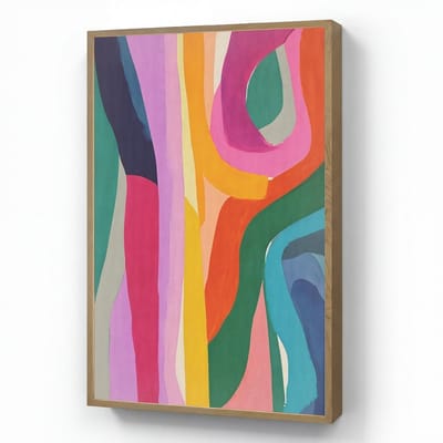 Wandlamp 60x90 cm - Oplaadbaar - Abstract - Kleurrijk - Golven - Lijnen - Wandlampen binnen woonkamer - Slaapkamer lamp - Decoratieve nachtlamp - Vloerlamp draadloos