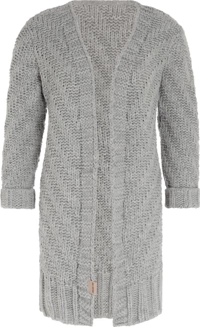 Knit Factory Sally Gebreid Dames Vest - Grof gebreid grijsbruin damesvest - Cardigan voor de herfst en winter - Middellang vest reikend tot boven de knie - Iced Clay - 36/38