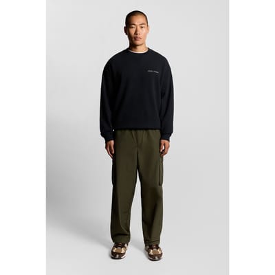 Lyle & Scott Script Brush Back Crew Neck Sweatshirt Truien & Vesten Heren - Sweater - Hoodie - Vest- Donkerblauw - Maat XS