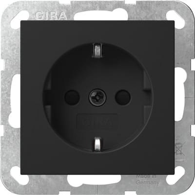 GIRA Systeem 55 Wandcontactdoos met randaarde kinderveilig 1V Mat Zwart 4755005