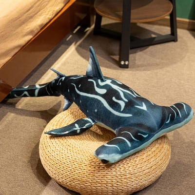 Simulation Requin Marteau Peluche Jouet Rempli Réaliste Animaux Océaniques Requin à Double Tête Coussin Oreiller Lancer Pour Garçon Décor about 50-55cm black