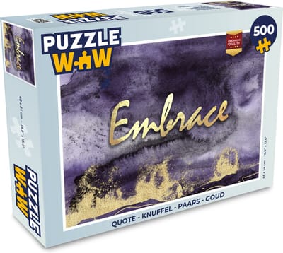 Puzzel Quote - Knuffel - Paars - Goud - Legpuzzel - Puzzel 500 stukjes