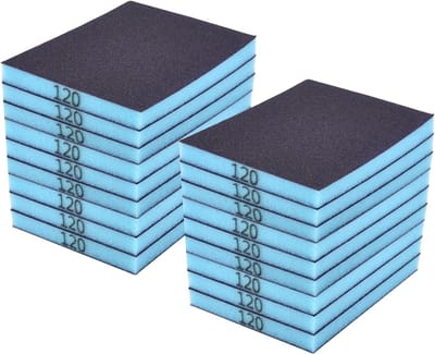 Schuursponssenset, 18 stuks, korrelgrootte 120, zacht schuurblok, nat en droog, schuursponzen, wasbaar en herbruikbare schuurpads voor hout, kunststof verf, plamuurmassa en metaal polijsten