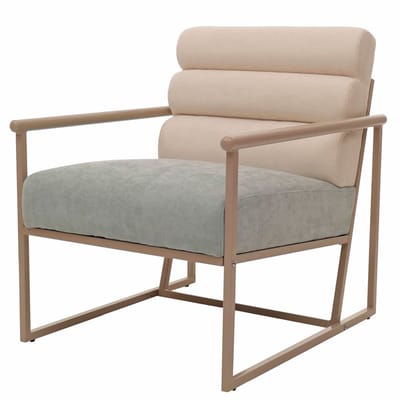 Loungefauteuil MCW-O38, cocktail-/gestoffeerde fauteuil, clubfauteuil, stof/textiel (420 g/m²) metaal MVG ~ beige, bekleding blauwgroen