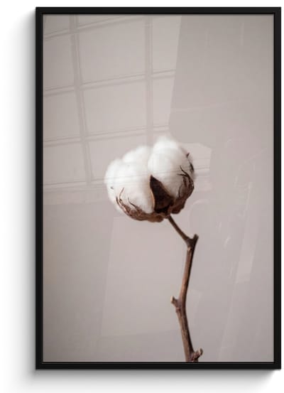 Poster in lijst - Fotolijst 80x120 cm - Posters - Katoenbol - Minimalistisch - Wit - Posterlijst zwart - Decoratie - Wanddecoratie woonkamer - Muurdecoratie slaapkamer