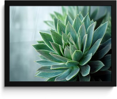 Poster in lijst - Fotolijst 40x30 cm - Posters - Vetplant - Bladeren - Groen - Wazig - Posterlijst zwart - Decoratie - Wanddecoratie woonkamer - Muurdecoratie slaapkamer