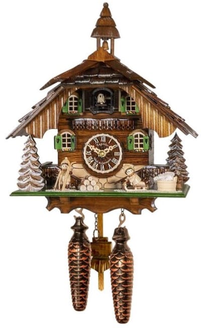 Engstler - 44424_QM - Koekoeksklok - Kwarts - Notenhout - met muziek - 31 cm