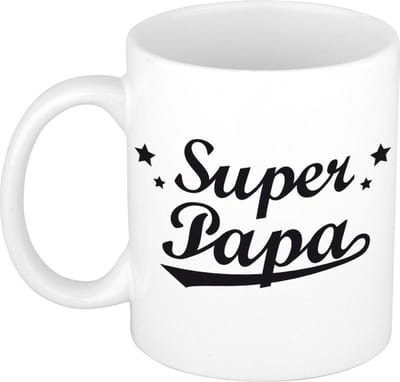 Bellatio Decorations Super papa mok - 300 ml - keramiek - magnetronbestendig - vaatwasmachinebestendig - beker