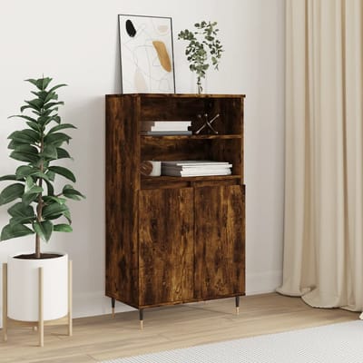 vidaXL - Hoge - kast - 60x36x110 - cm - bewerkt - hout - gerookt - eikenkleurig