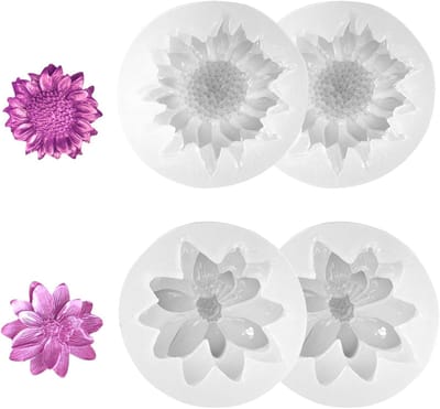 Siliconen Gietvormen voor DIY Kaarsen - 4 Stuks 3D Bloemvormen, Lotus en Margriet Gietmallen