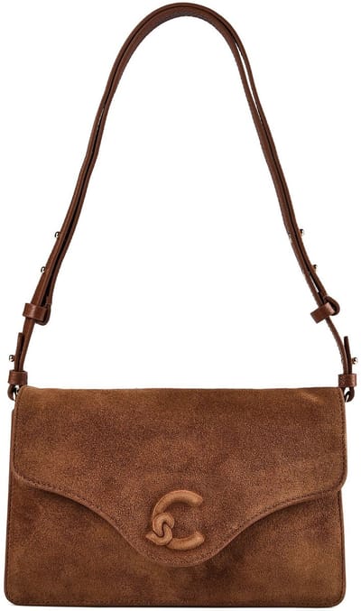 COCCINELLE Leren schoudertas C-Me Softy Shoulder Bag Suede Le. / Grained Le. Cognac / Cognac Lichtbruin