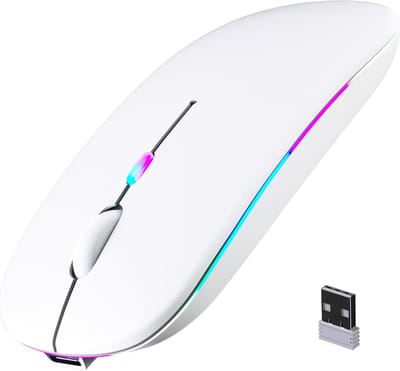 Ntech - Muis Draadloos - Draadloze Muis Laptop Wit - Bluetooth Muis Draadloos - Ergonomisch - Laptop en gaming - Extra Stil